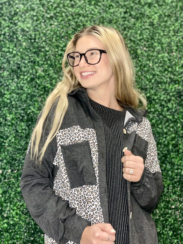 Leopard Shacket - Charcoal