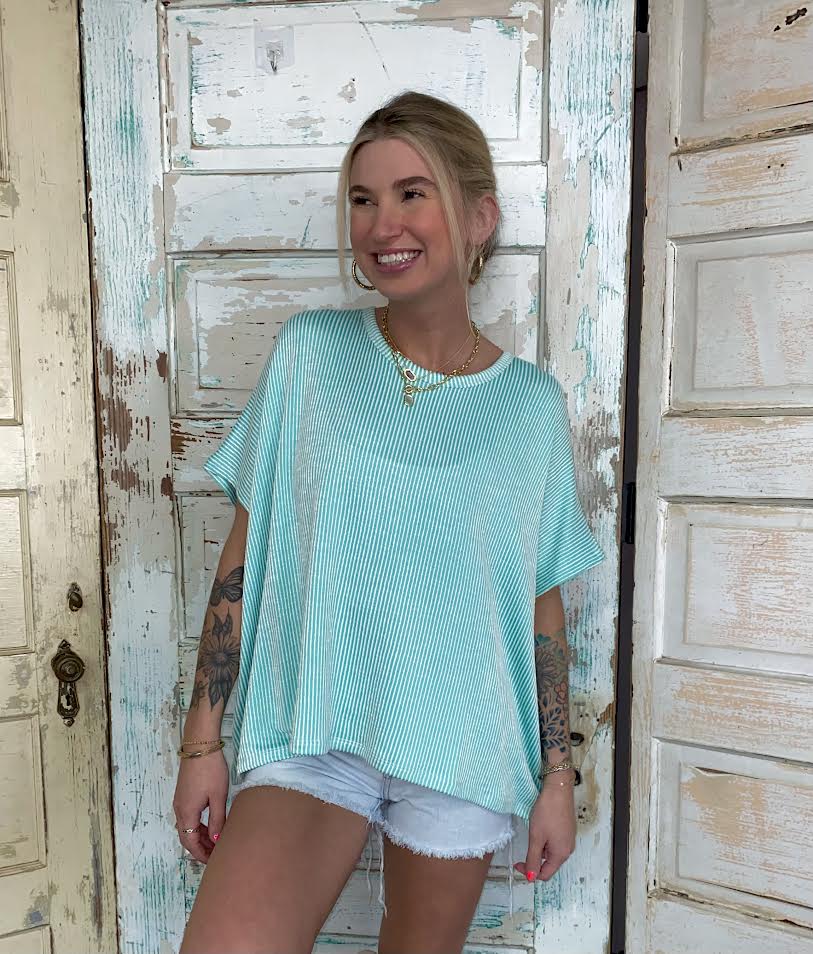 Taylor's Ribbed Striped Top - Mint
