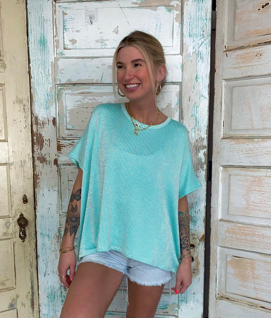 Taylor's Ribbed Striped Top - Mint