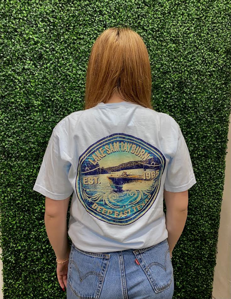 Lake Sam Rayburn Deep East TX Tee - Chambray