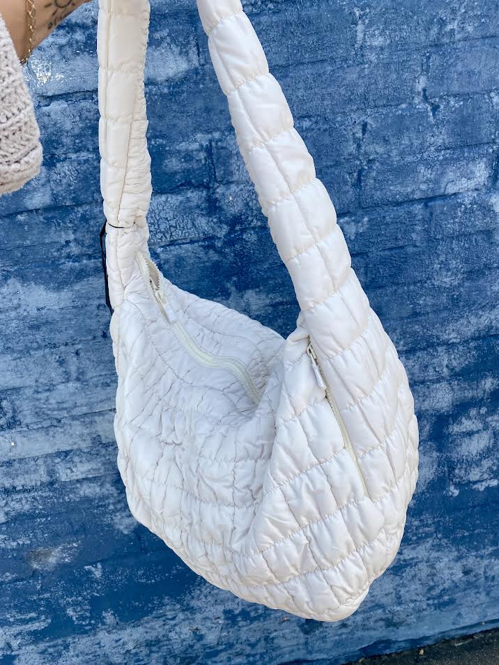 Quilted Puffer Tote Bag - White
