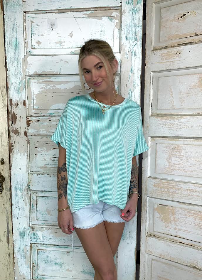 Taylor's Ribbed Striped Top - Mint