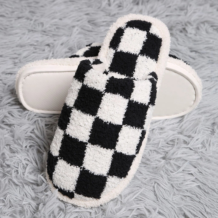 Checkerboard Slippers - Black