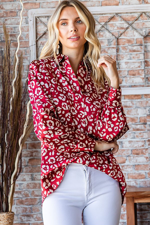 Poinsettas Button Up Top