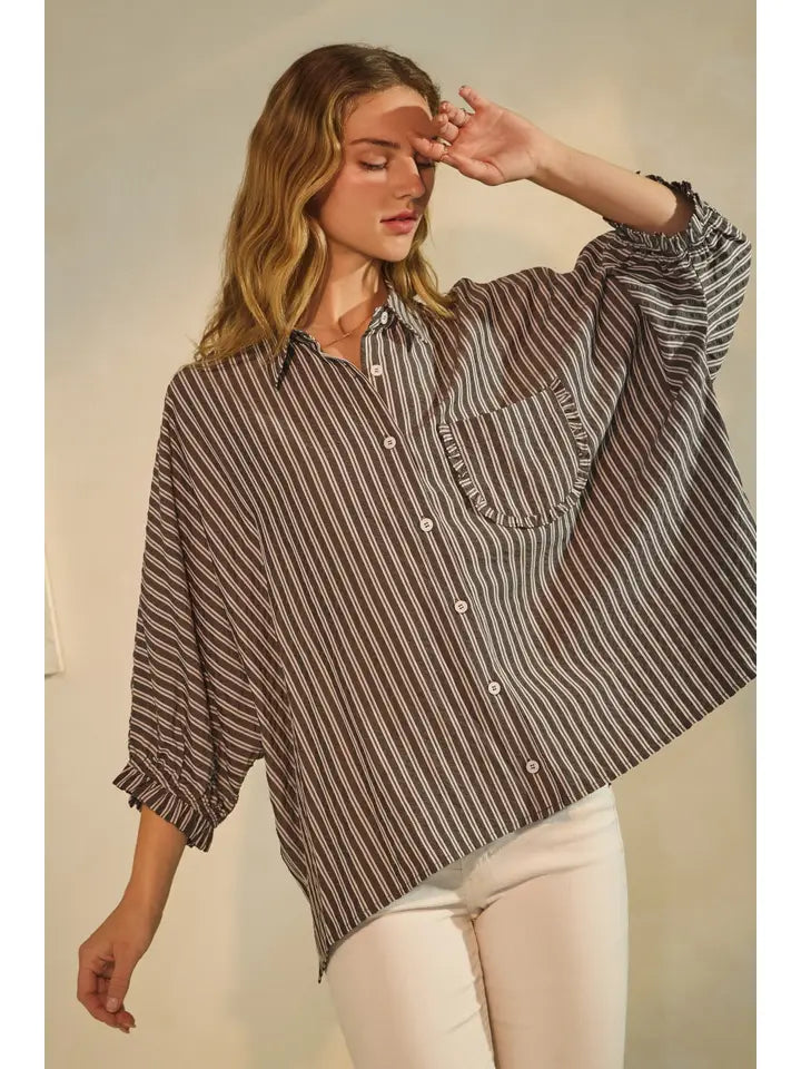 Susie Striped Button Down Oversized Shirts