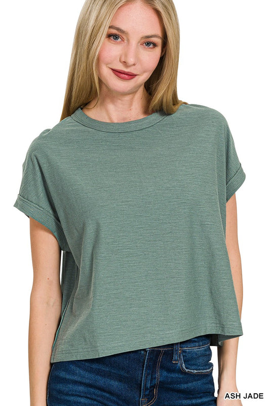 Carefree Days Solid Crop Top - Ash Jade