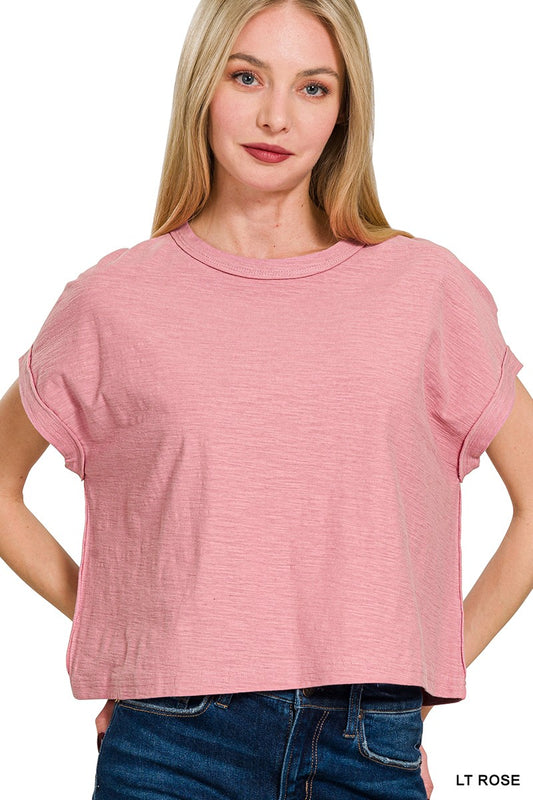 Carefree Days Solid Crop Top - Light Rose
