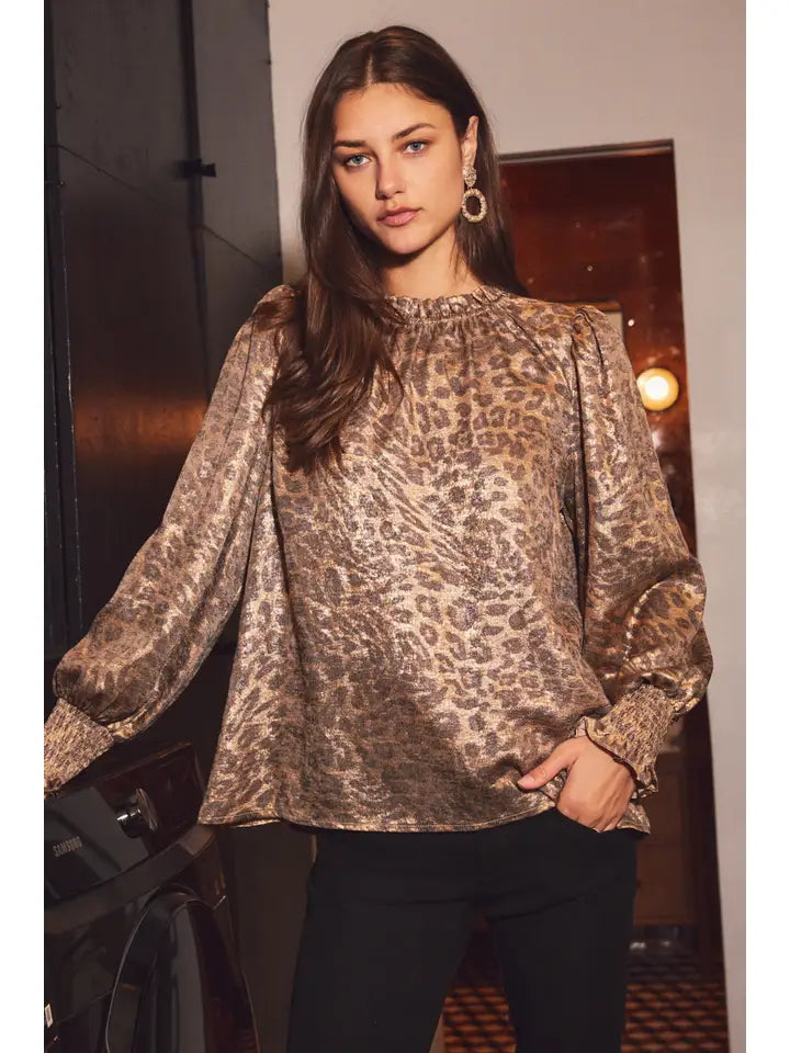 Metallic Leopard Printed Blouse