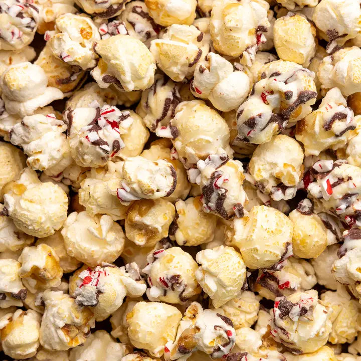 Poppy Peppermint Bark Popcorn