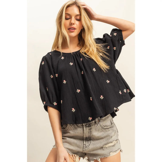 Brilliant Bouquets Puff Sleeve Top