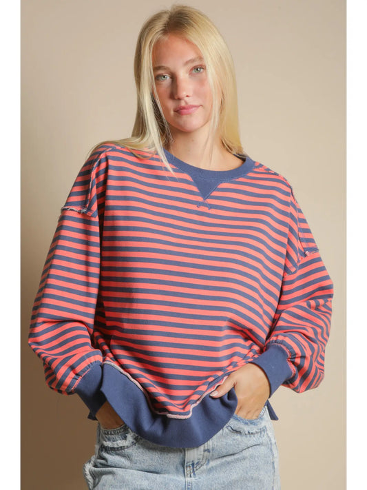 Cozy Coral Striped Top