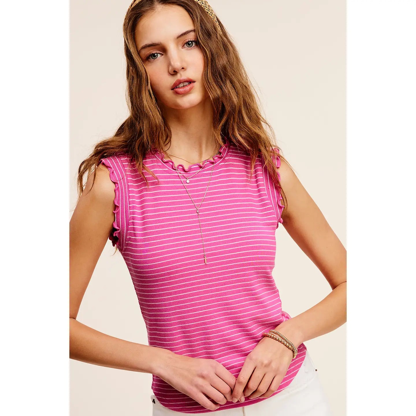 Painted Pink Striped Tank Top