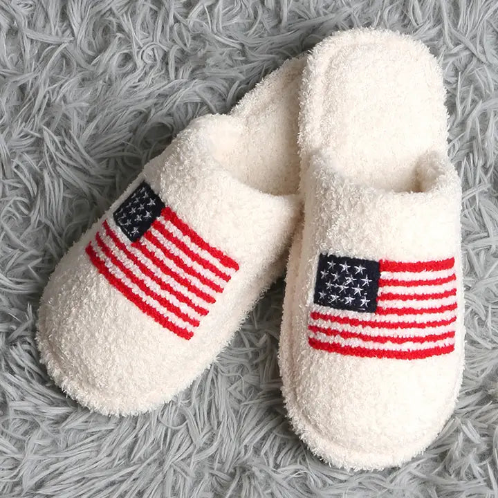 American USA Flag Embroidered Slipper