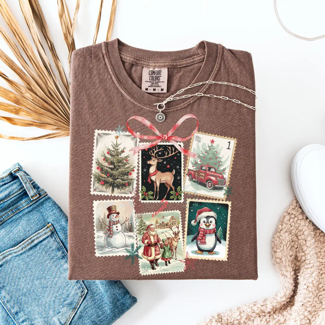 Vintage Christmas Stamps Tee