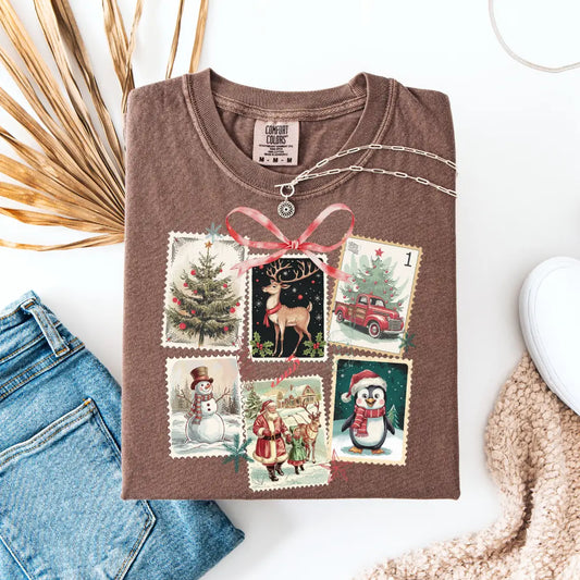 Vintage Christmas Stamps Tee