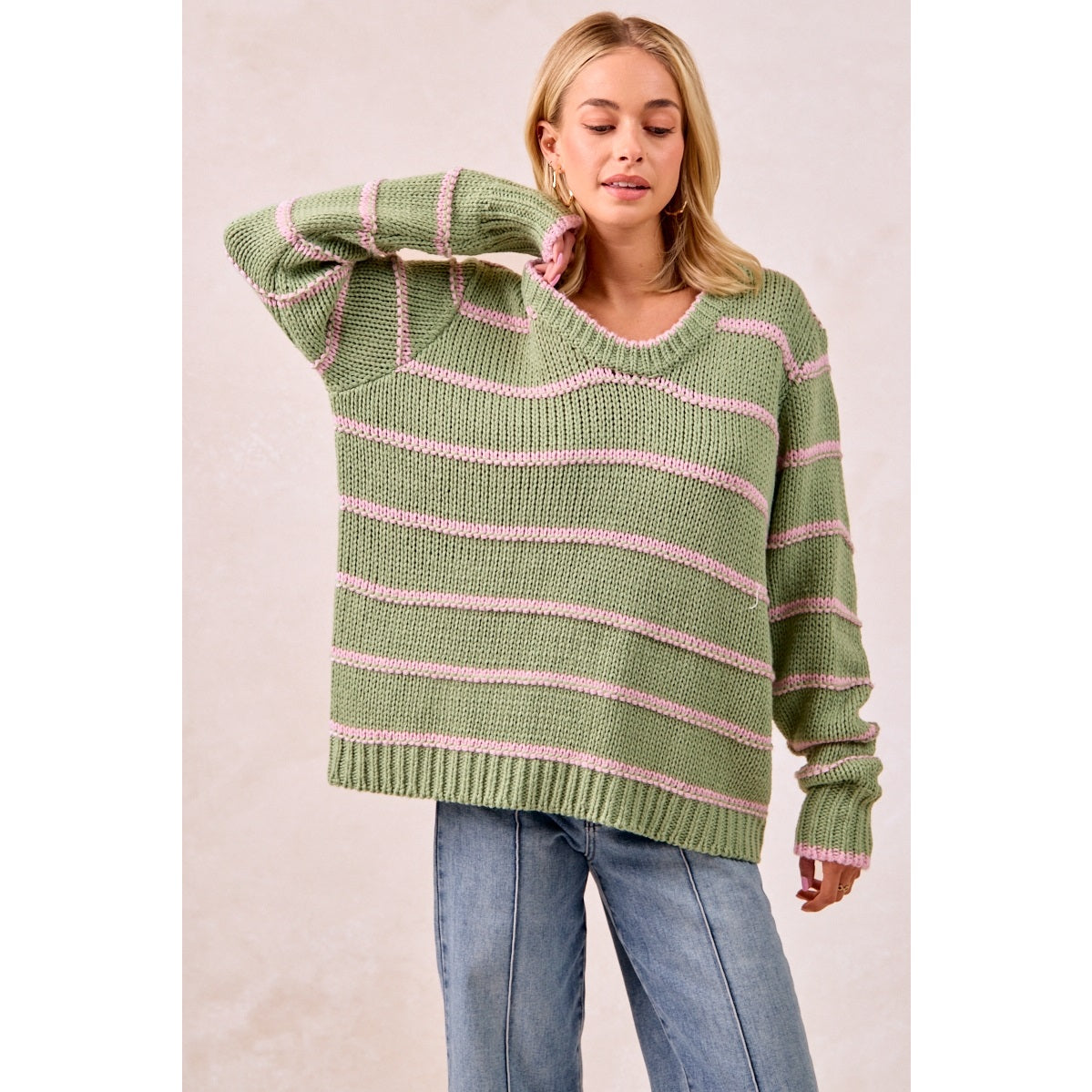 Striped Knit Sweater Top