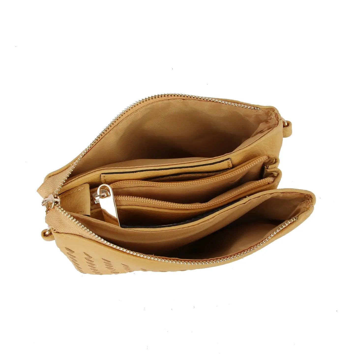 Woven Tripe Comparament Convertible Clutch Crossbody Wristlet