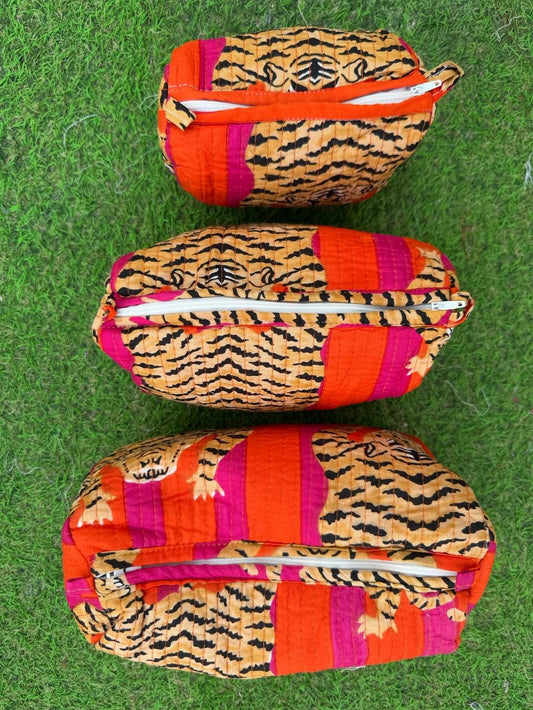 Tigress Quilted Cosmetic Bag - Set