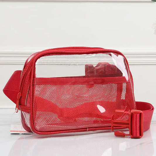 Solid Color Trim Clear Waist Crossbody Bag