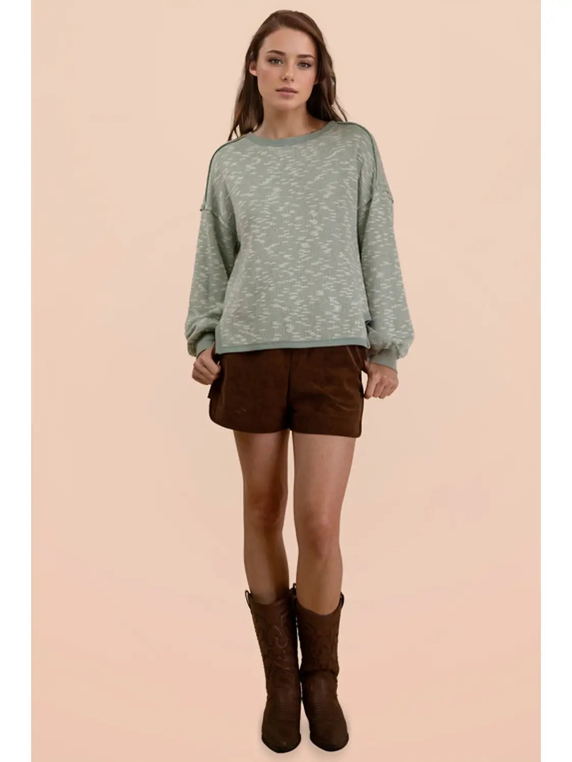 Oversized Printed Knit Casual Top