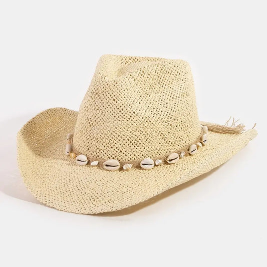 Straw Shelled Cowgirl Hat - Ivory