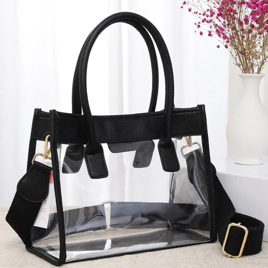 Color Trim Clear Handbag