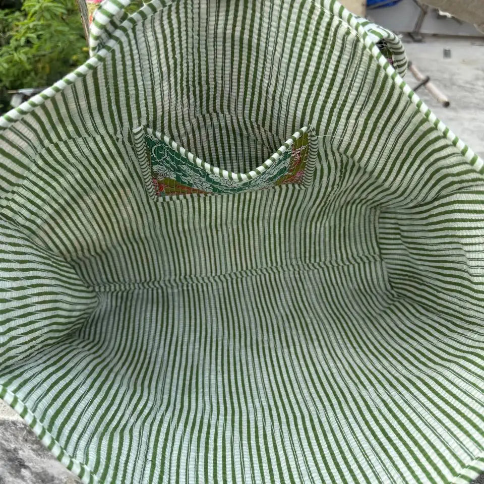 Floral Patchwork Quilted Tote Bag