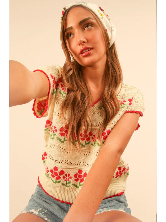 Casey Floral Knit Sweater Vest