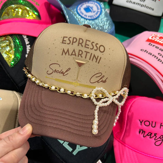 Trucker Hat Chain - Pearl Bow Chain