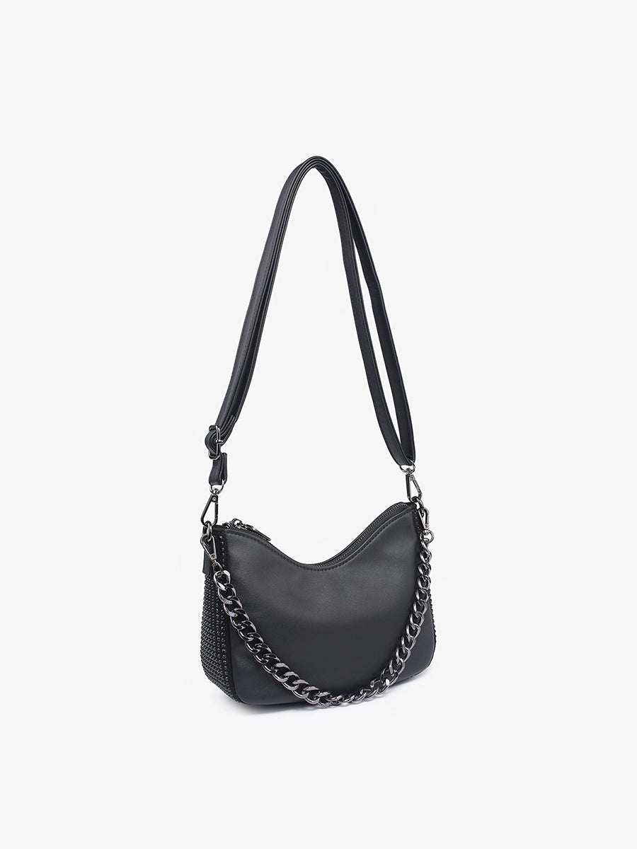Grommet Shoulder Bag - Black
