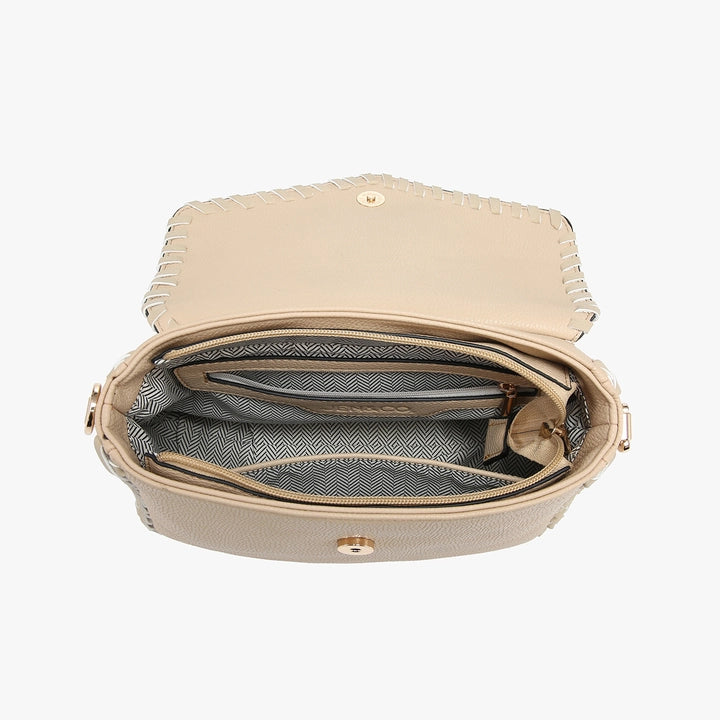 Cam Whipstitch Flapover Crossbody - Tan
