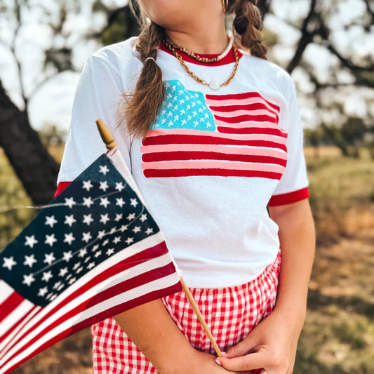 American Flag Ringer Tee