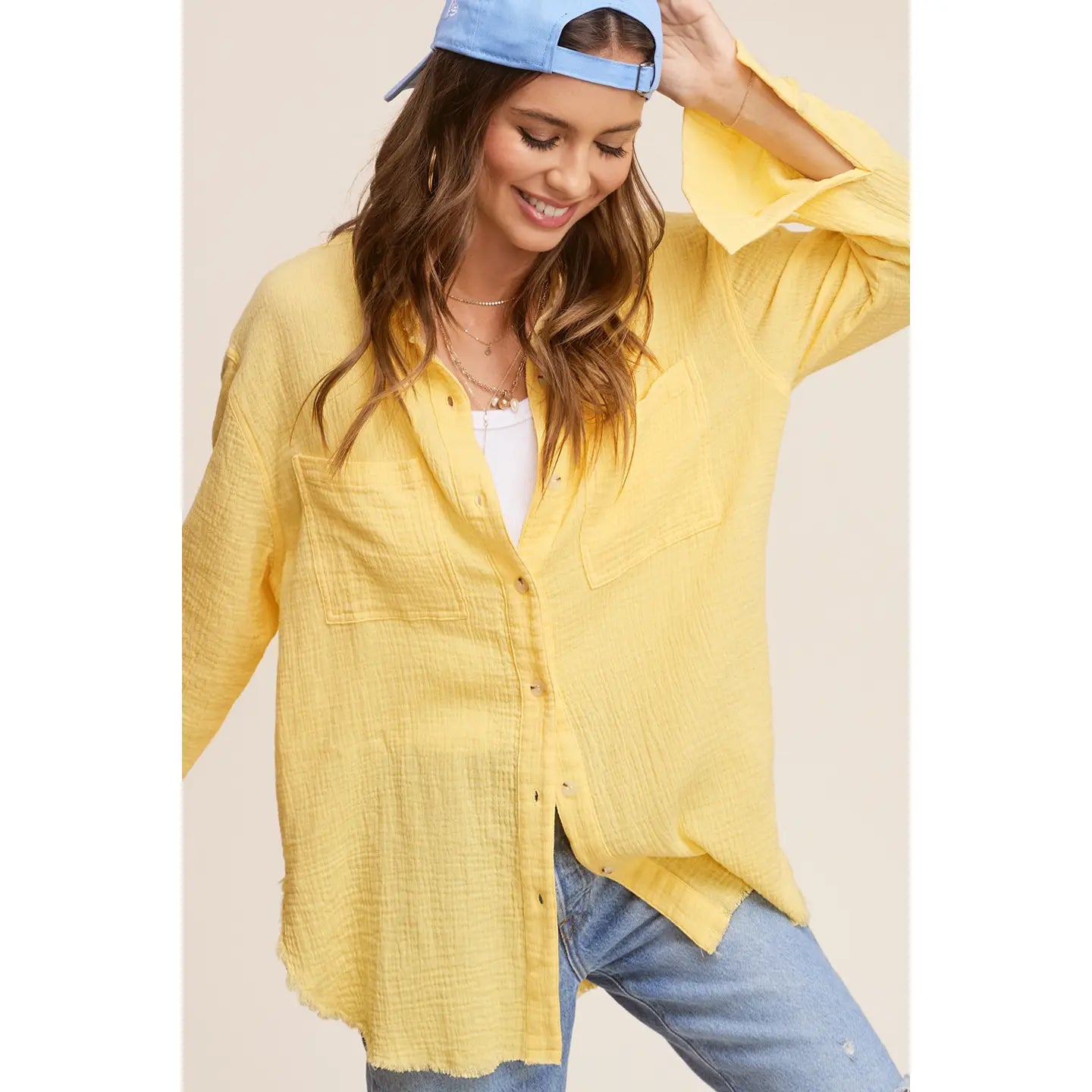 Mali Soft Button Front Top