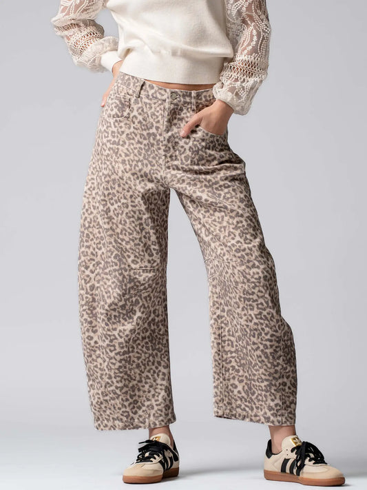Living Life Leopard Barrel Pants