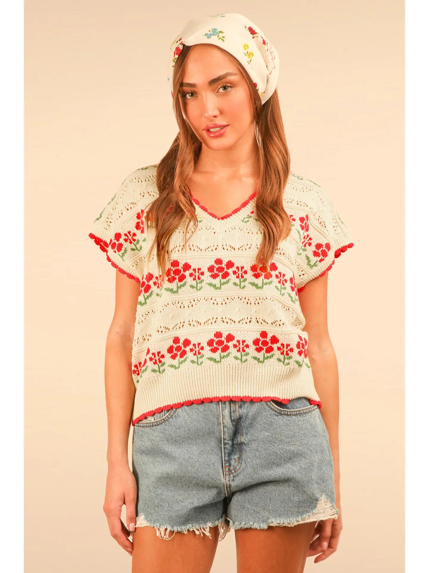 Casey Floral Knit Sweater Vest