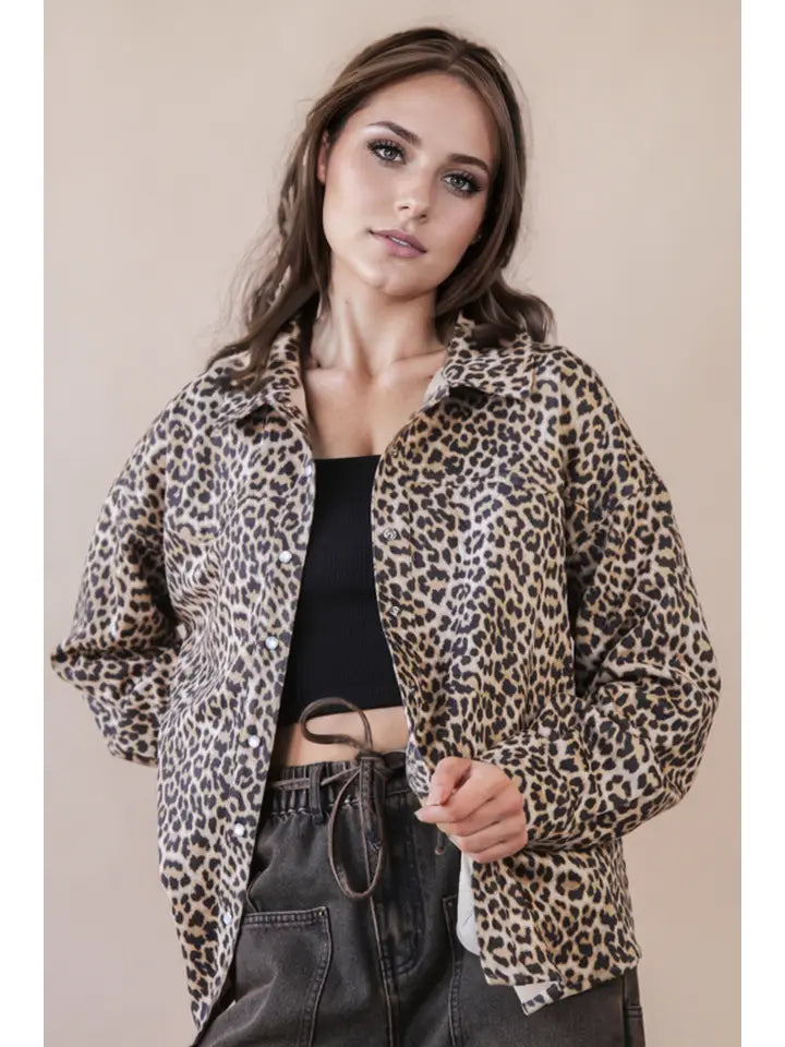 Wild at Heart Oversized Leopard Button Down Shirt