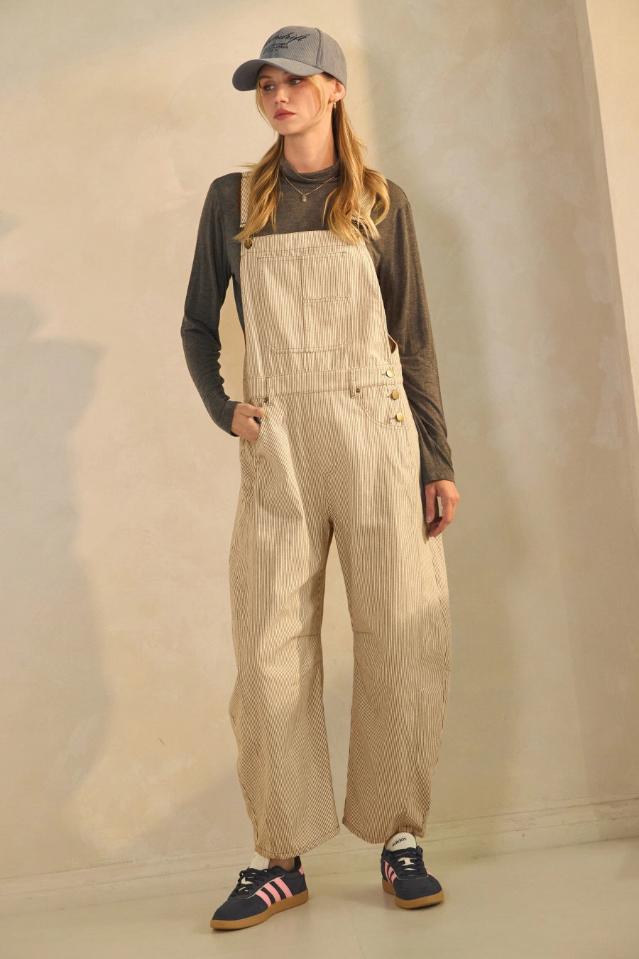 Paige's Pinstripe Barrel Pant Overalls