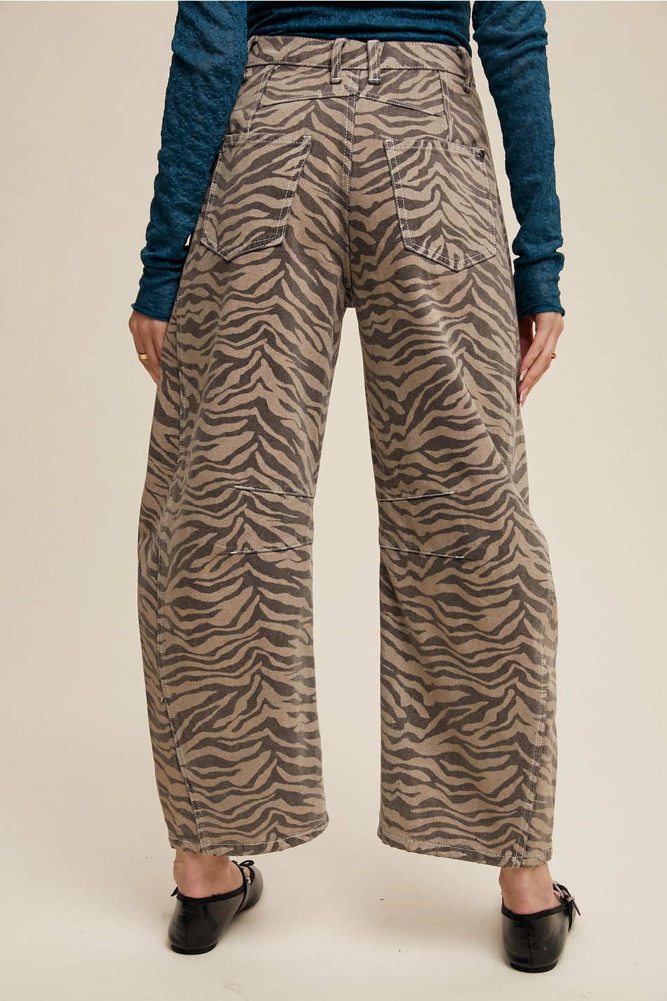 Ava's Zebra Print Barrel Jeans