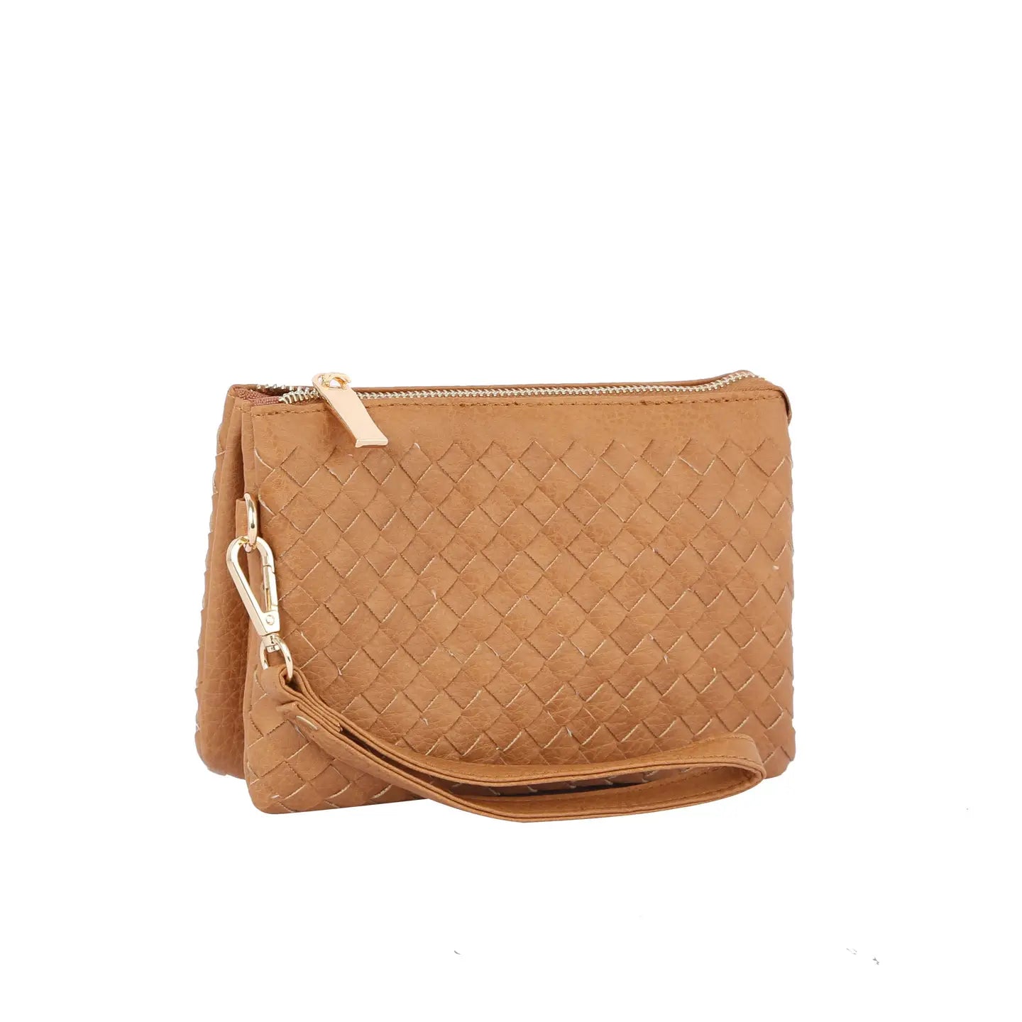 Woven Tripe Comparament Convertible Clutch Crossbody Wristlet