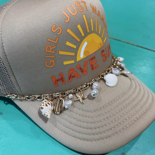 Trucker Hat Chain - Seashell & Pearl Chain