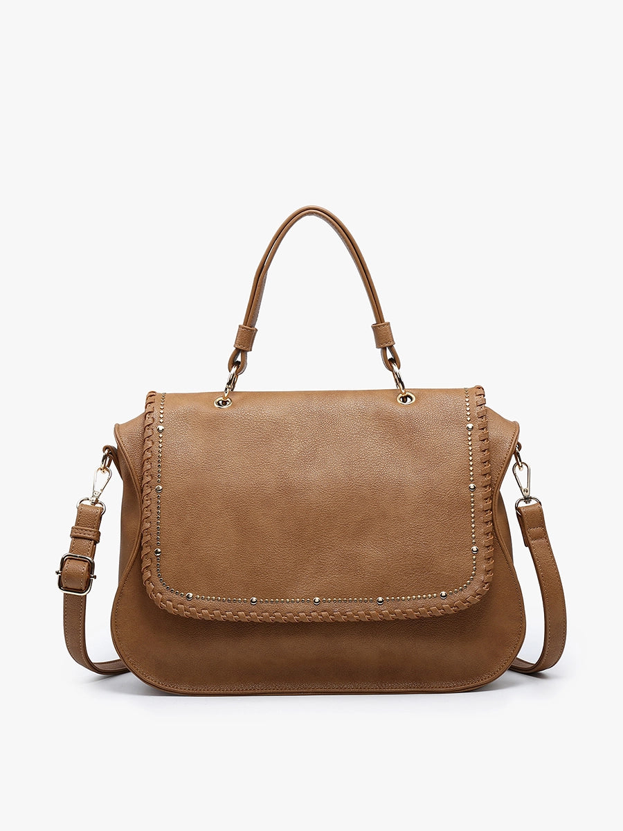 Cricket Studded Flapover w/ Handle - Brown