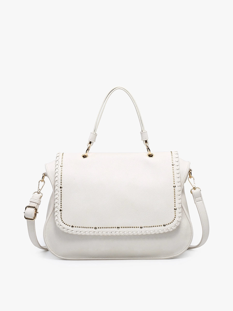 Cricket Studded Flapover w/ Handle - White