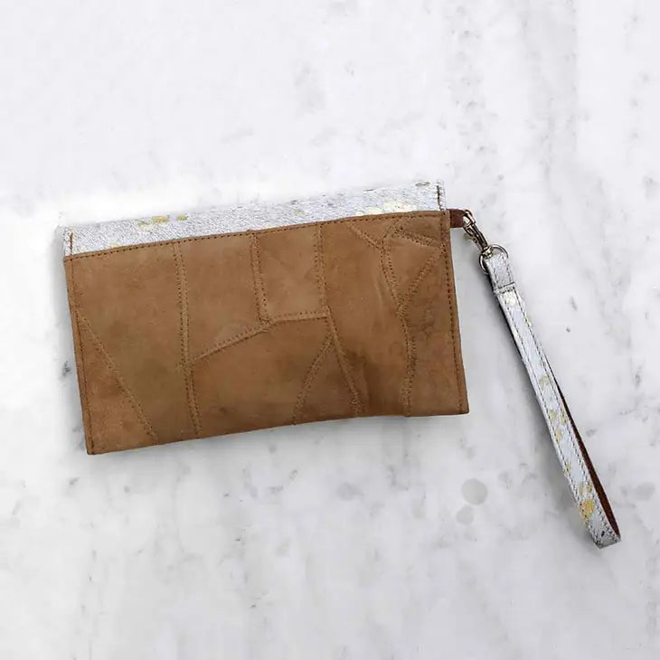 Alana Speckled Metallic Hide Wristlet