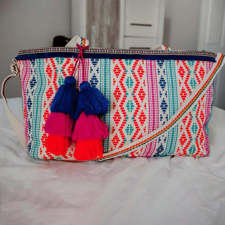 Colorful Geometric Patterned Weekender Bag