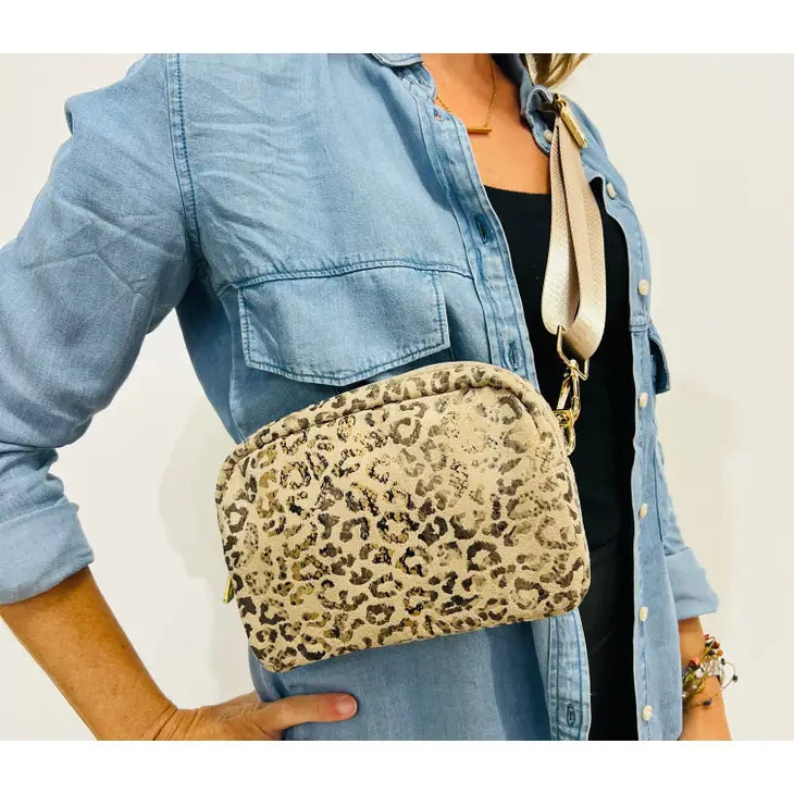 Tan Leopard Vegan Fanny Pack - Hip - Bum Bag