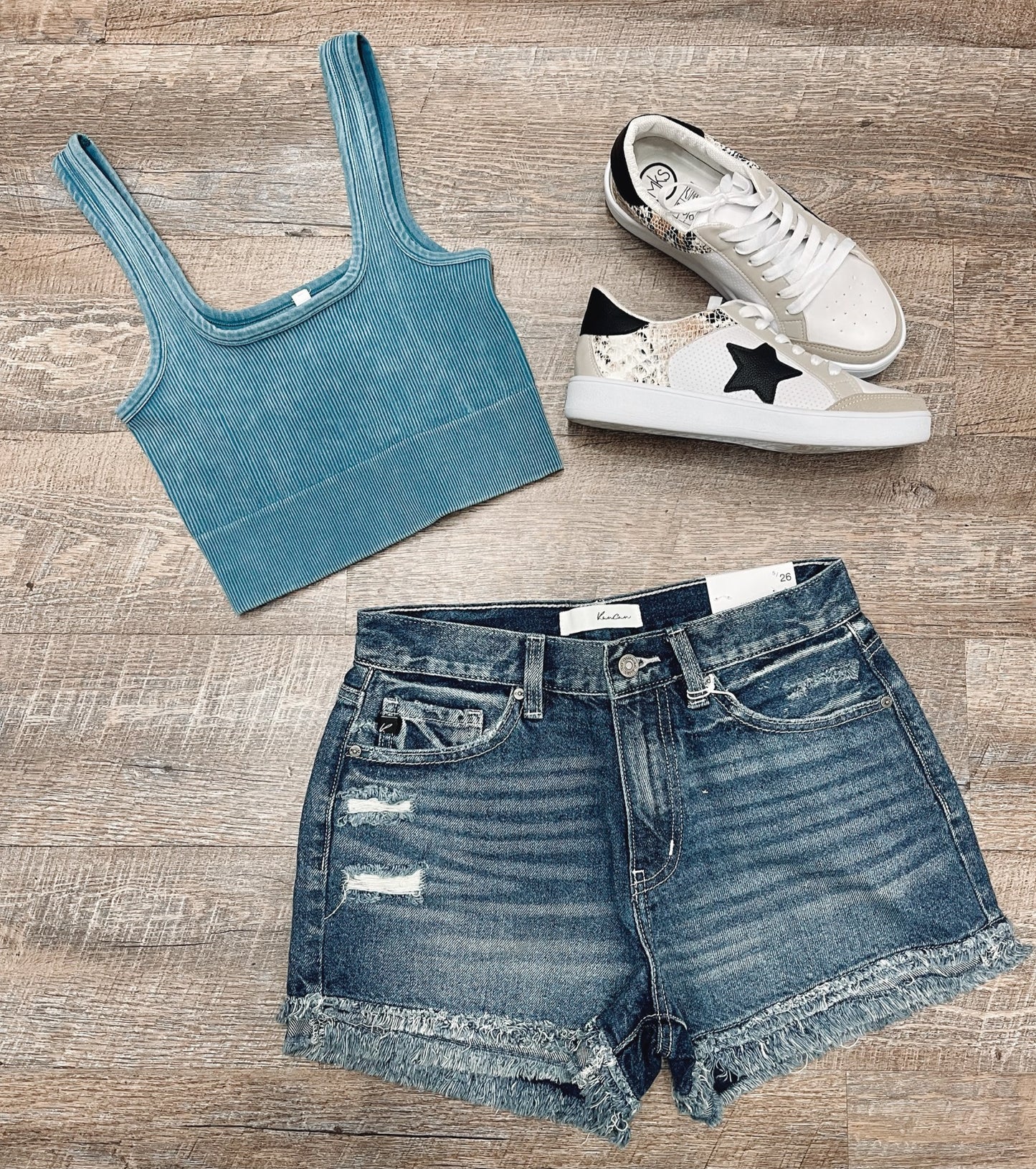 Savannah Square Neck Crop Tank - Teal