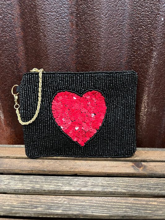Heart Beaded Pouch