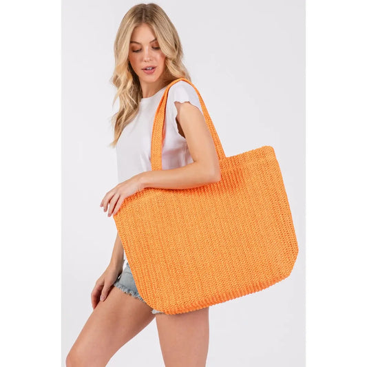 Large Crotchet Tote Bag - Orange