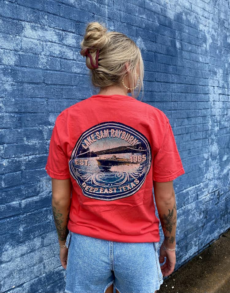 Lake Sam Rayburn Deep East TX Tee - Paprika
