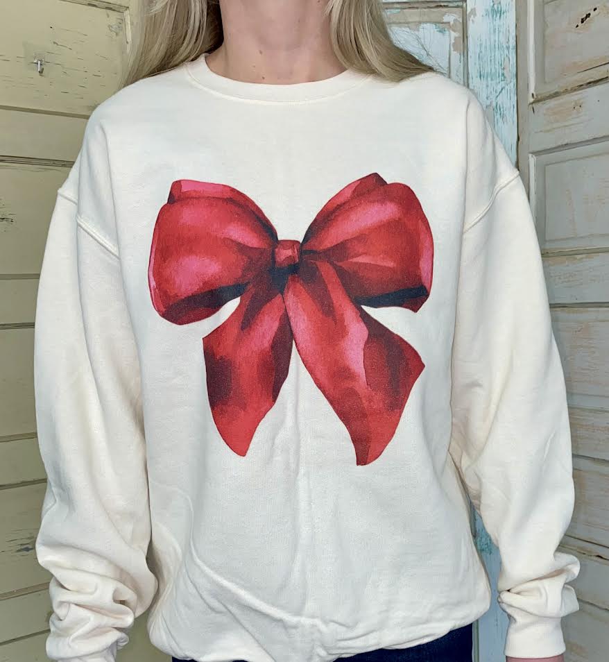 Cream Bow Christmas Sweatshirt